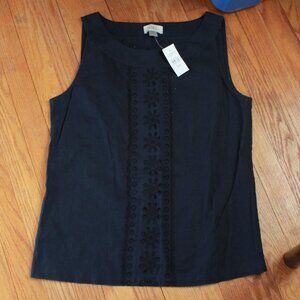 Ann Taylor Loft Embroidered Accent Tank Top